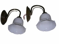 Kinkiety z mosiądzu 2 szt z białymi kloszami