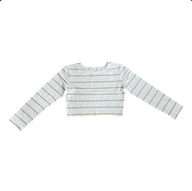 Bluzka damska biała w złote paski z długim rękawem crop top S/M