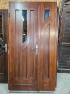 DRZWI Zewnętrzne Dębowe Dwuskrzydłowe Drewniane Wejściowe 119x220cm