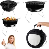 GRILL WĘGLOWY OGRODOWY OKRĄGŁY MAŁY TURYSTYCZNY PRZENOŚNY Z POKROWCEM