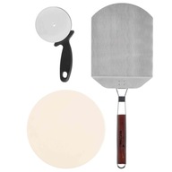 Zestaw do pieczenia pizzy akcesoria KAMIEŃ średnica 32cm NÓŻ SZUFLA 33x34cm