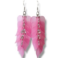 LR01 Kolczyki lekkie liście różowe długie