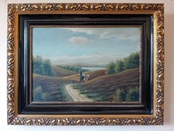 STARY OBRAZ OLEJNY PŁÓTNO sygnowany