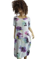 WŁOSKA SUKIENKA LNIANA z kieszeniami 40/42