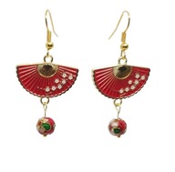 Kolczyki z japońskimi wachlarzami - czerwone