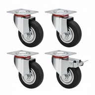 Zestaw 4 kółek/kółka warsztatowe do mebli, obrotowe, 75mm, udźwig 200kg