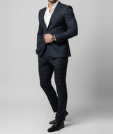Elegancki Garnitur Męski w Kratę Studniówka wesele M/L SlimFit Forthis EU52