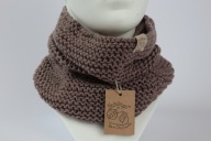 Wełniany komin, szal, ocieplacz,100% wełna merino, ciemny beż, rękodzieło