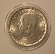GUSTAF V - SZWECJA 2 KORONY 1947 SZWECJA - SREBRO, BARDZO ŁADNY STAN