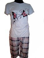 PIŻAMA piżamka młodzieżowa spodnie 3/4 r. S