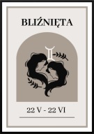A2 PLAKAT OBRAZ ZNAK ZODIAKU BLIŹNIĘTA, NATURA HOROSKOP, DO DOMU NA PREZENT