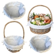 KOSZYK WIKLINOWY WIELKANOCNY DEKORACYJNY KOSZYCZEK DO ŚWIĘCONKI SZARY 30CM