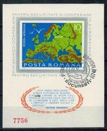 Rumunia 1975 Znaczki Blok 125 CTO KBWE OBWE bezpieczeństwo pokój mapa