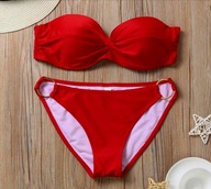 Strój kąpielowy czerwony biały push up 38 ideał