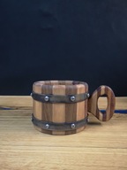 Kufel drewniany okuty 250ml Buk Sapeli Dąb