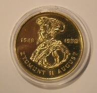 ZYGMUNT II AUGUST 2 zł złote 1996 GN, BARDZO ŁADNY DO KOLEKCJI, Z POŁYSKIEM