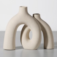 WAZON CERAMICZNY 20 CM NOWOCZESNY BOHO NORDYCKI BEŻOWY