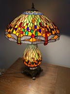 Lampa stojąca witrażowa w stylu Tiffany. Złota Ważki 60 wys 45 szer BDB