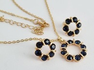 WISIOR POZŁACANY Z KOLCZYKAMI GRANATOWY KRYSZTAŁ