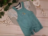 Śliczny komplet ogrodniczki body 62-68cm 3-6mies