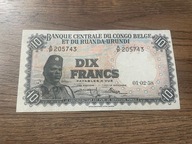 Kongo Belgijskie - 10 franków - 1958 - rzadki