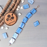 SURF Bransoletka szafir masa perłowa szkło hematyt BlackberriesArts 17,5 cm