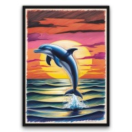 Plakat z ramą 50x70cm Delfin wyskakujący z wody Ocean Natura Ryba Prezent