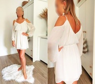 SUKIENKA MINI BOHO KREMOWA BEŻOWA H&M S 36