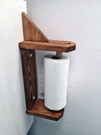 Drewniany uchwyt na ręczniki z półką / stojak naturalne drewno
