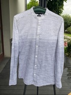 5 Koszula Peacocks stójka szara regulowany rękaw asymetryczny wzór bawełna