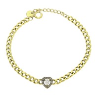 83550 Bransoletka złota stal chirurgiczna 17+3 CM 9 MM pancerka z sercem