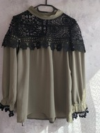 34 36 bluzka zielona haft koronka włoska