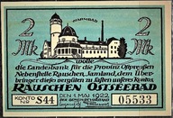 Notgeld Rauschen 2 Marki emisja 1. 05. 1922 r.