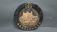 Stary drewniany ozdobny talerz Bratislava PRL
