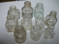 przedwojenne buteleczki szklane kałamarze