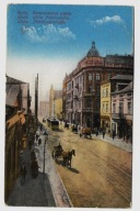 Łódź PIOTRKOWSKA ok. 1910r. TRAMWAJ Bryczki c214