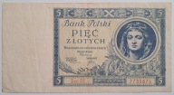 Banknot II RP 5 zł 1930 rok SERIA: DE