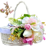 KOSZYK WIELKANOCNY STROIK NA ŚWIĘCONKĘ WIKLINOWY KOSZYCZEK DUŻY BIAŁY KOSZ