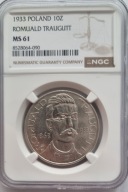 10 ZŁ ROMUALD TRAUGUTT 1933 , NGC MS 61