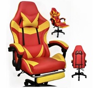 FOTEL GAMINGOWY PEGIE PRESTIGE EKOSKÓRA CZERWONO-ŻÓŁTY