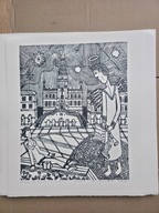 Anioł na Rynku Wielkim. 24 × 30 cm. 2025 r. (linoryt)