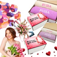 PREZENT NA DZIEŃ KOBIET UPOMINEK ZESTAW ŚMIESZNE RĘCZNIKI DLA DZIEWCZYNY