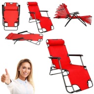 LEŻAK OGRODOWY SKŁADANY PLAŻOWY LEKKI BASENOWY ROZKŁADANY KRZESŁO PODUSZKA