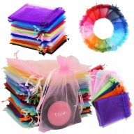 Woreczki z organzy na prezenty upominki cukierki KOLORY 8 x 11 cm 50 sztuk