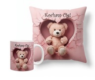 Poduszka + kubek na Walentynki pomysł na prezent z napisem Kocham Cię
