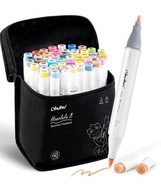 Ohuhu Markery Alkoholowe 48 Kolorów, Podwójna Końcówka, pędzel