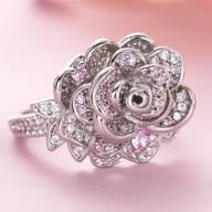 PIERŚCIONEK PIERŚCIEŃ kwiat walentynki VINTAGE DIAMENTY DIAMENTAMI RÓŻA