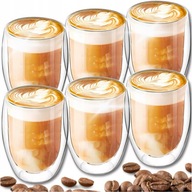6x SZKLANKI TERMICZNE DO KAWY LATTE HERBATY DRINKÓW PODWÓJNE ŚCIANKI 350ML