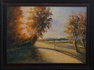 Obraz olejny na płótnie – A. Zachuta – 1979 r. Pejzaż 62x45cm z ramą 71x54