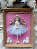 Pamiątka Chrztu Świętego Anioł Stróż biały makrama prezent